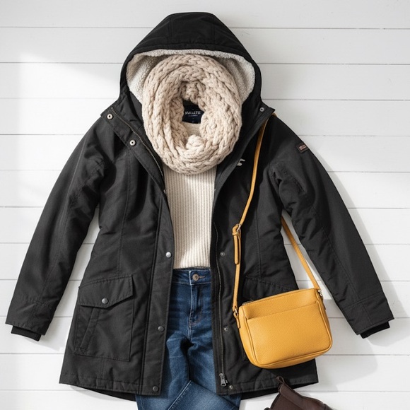 Hollister California All Weather Jacket - Black Sherpa Lining -Size S - Picture 3 of 8